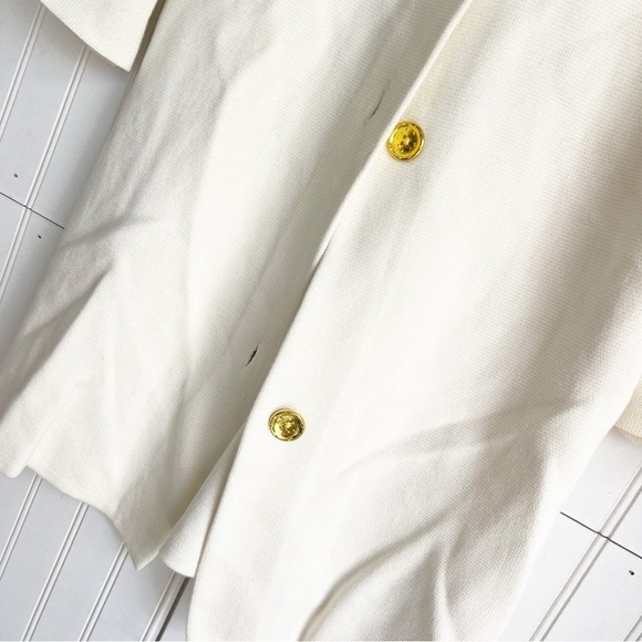 J. Mclaughlin Size S Ivory Cream Gold Buttons Long Sleeve Long Cardigan Coatigan - Picture 3 of 6